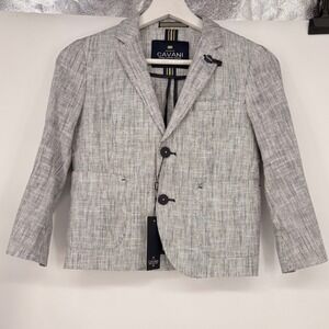 Boys Cavani Jamie Blazer Grey Pinstripe Size 7 Button Front Lapel Pin